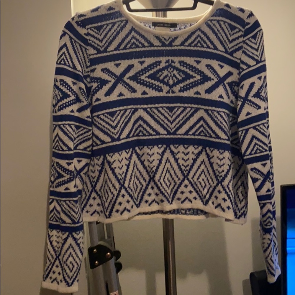 Tobi cropped blue and white sweater